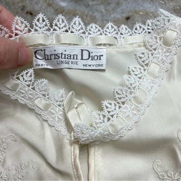 Christian Dior Petite Nightgown Union Made Lingerie lace Prairie Vintage - Picture 1 of 12